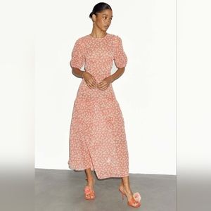 NWT Never Fully Dressed Sheer coral daisy midi dress